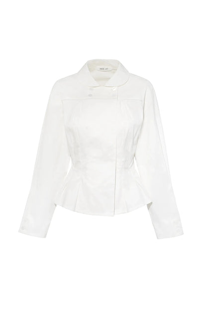 Doll Collar White Long Sleeves Slim Top