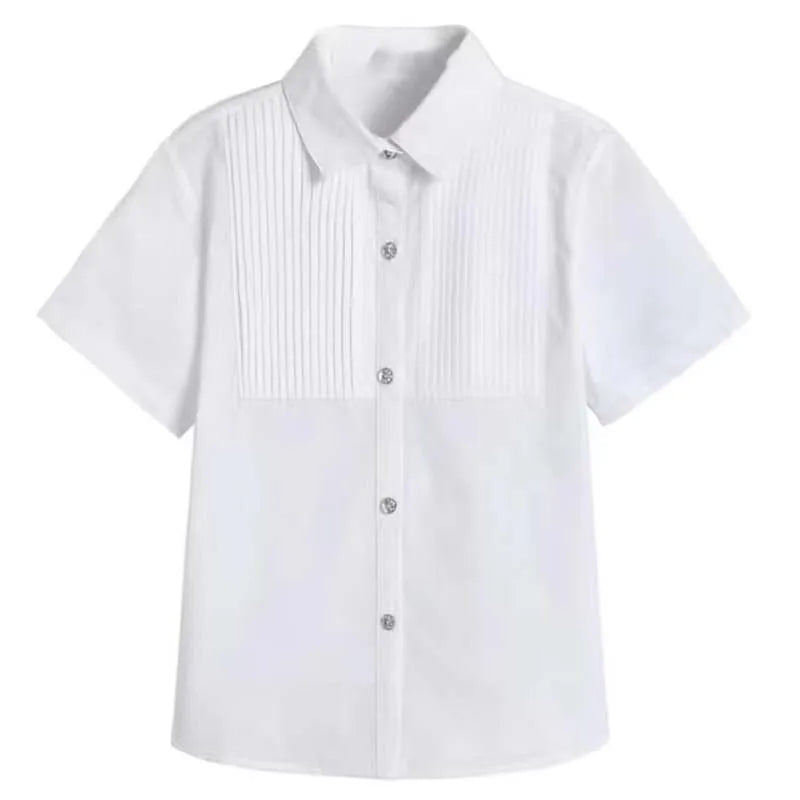 Boys Shirts White Long Sleeve Turn-down Collar