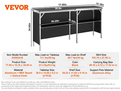 Folding Portable Bar Podium Table
