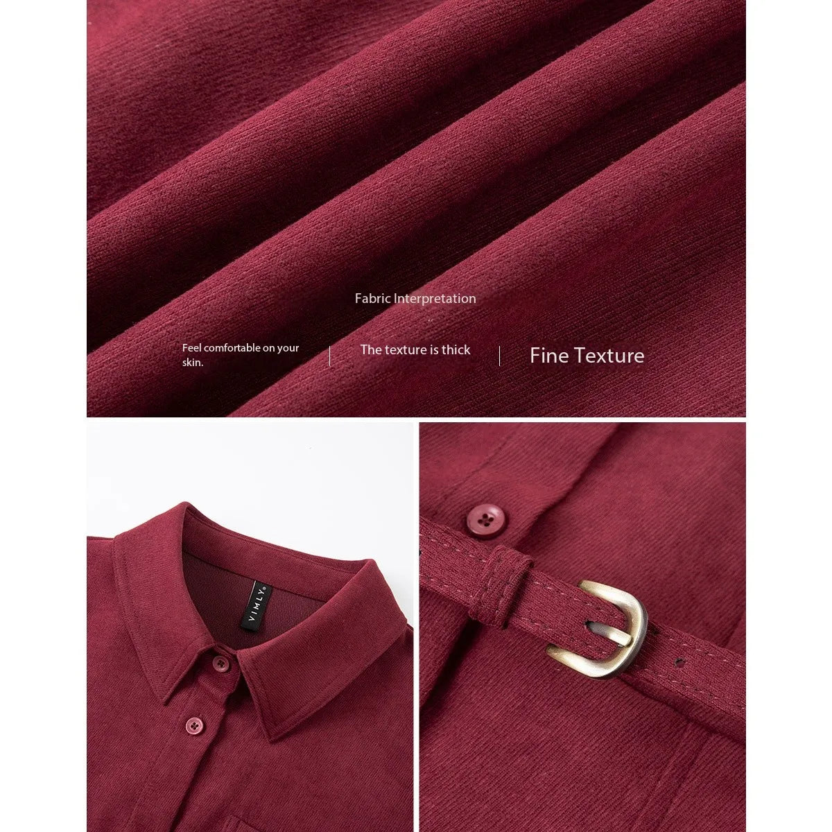 Woman Red Long Dress French Style Vintage