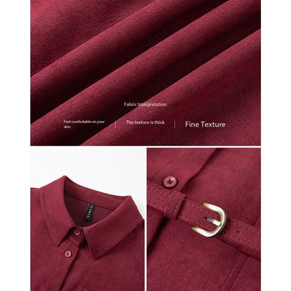 Woman Red Long Dress French Style Vintage