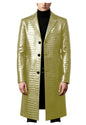 Men's Crocodile Leather Trench Coat Luxury Long