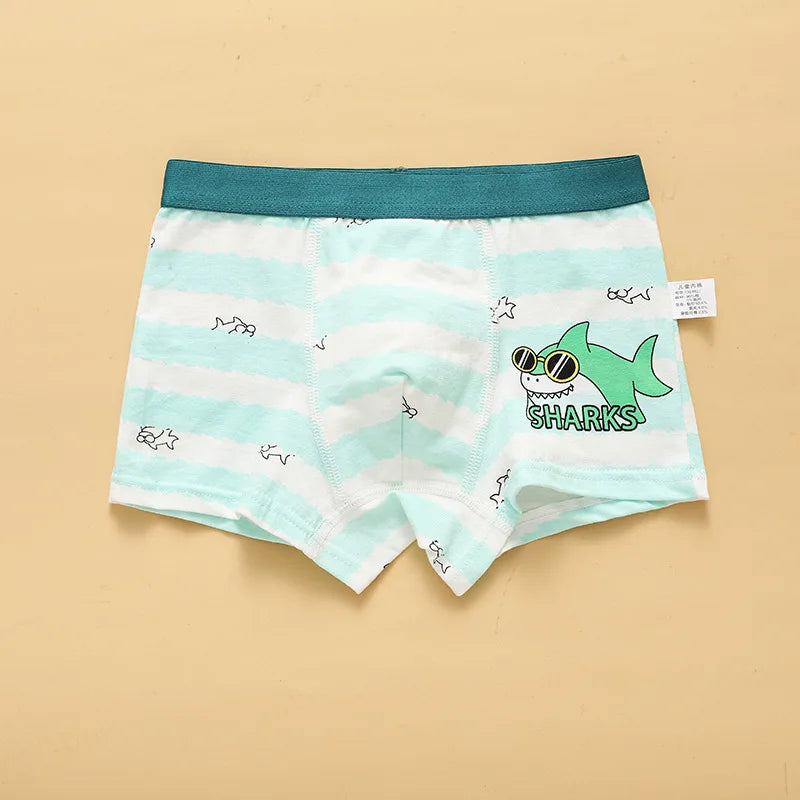 4PCS Boys Cute Cotton Breathable Comfort Underwear