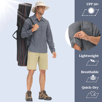 Men's UPF 50+ Casual Long Sleeve Fishing Shirts