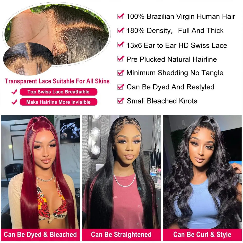 Straight Lace Front Human Hair Brazilian Wigs