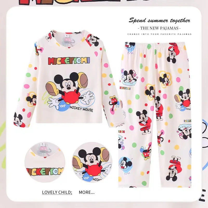 2 Pcs Boys/Girls Minnie Mickey Cartoon Longsleeved Pajamas