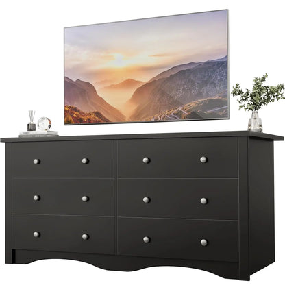 Black 6 Drawer Storage Chest of Drawers