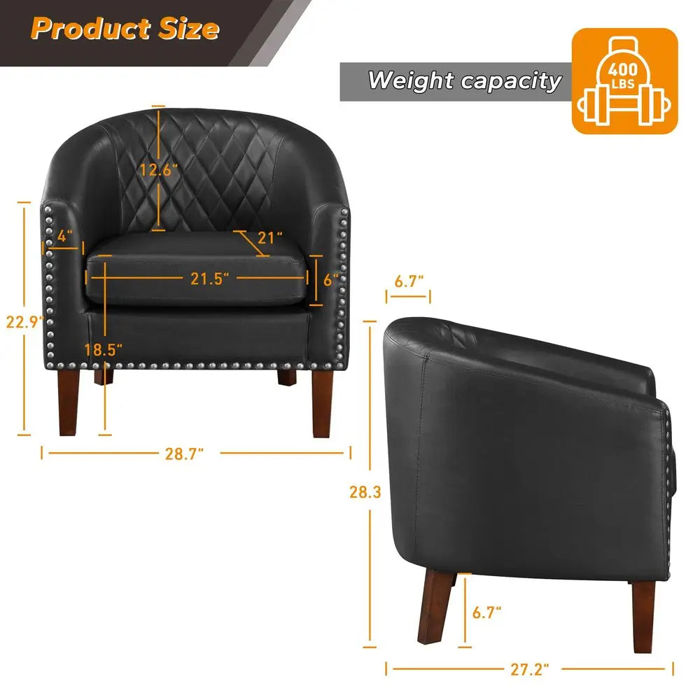 Set of 2 Comfy Barrel Accent Living Room Club Chair