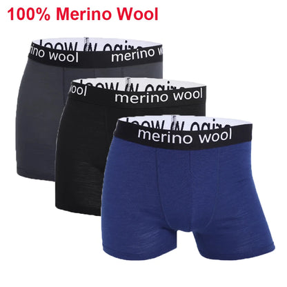 Mens Merino Boxer Briefs Soft Breathable Sports