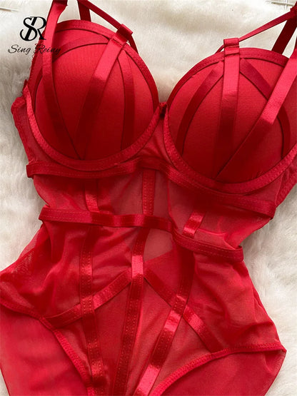 Women Corset Slim Sexy Bodysuits Open Crotch
