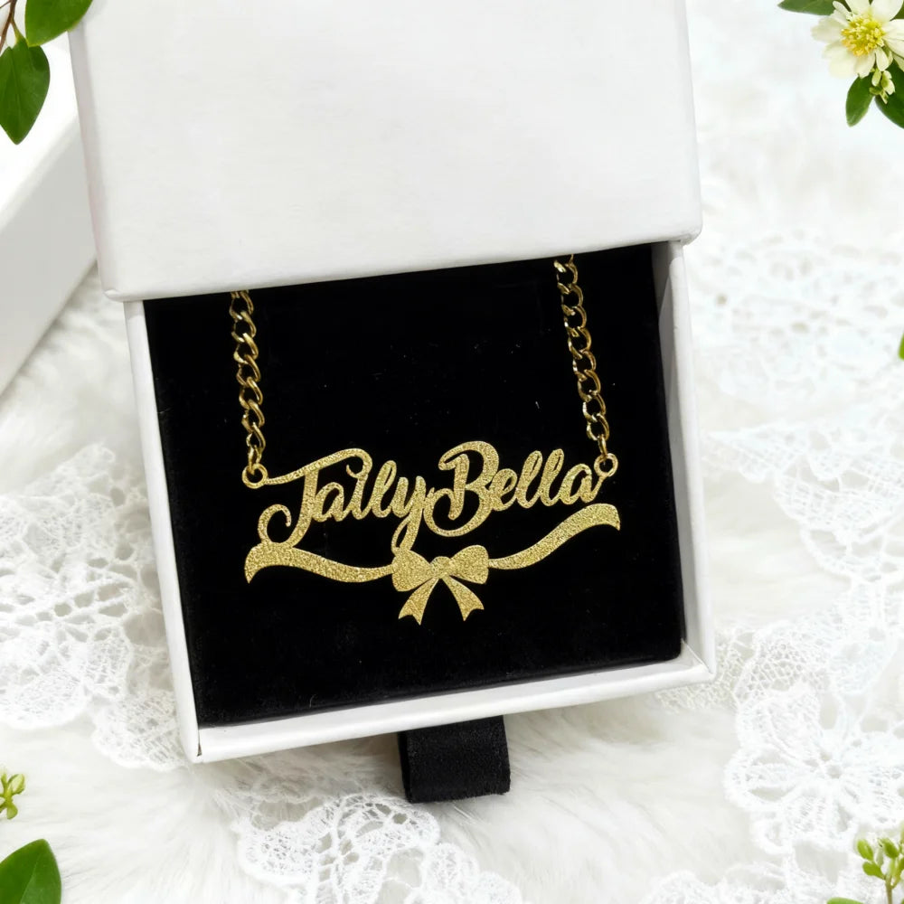 Custom Name Heart Frame Necklace Earrings Diamond