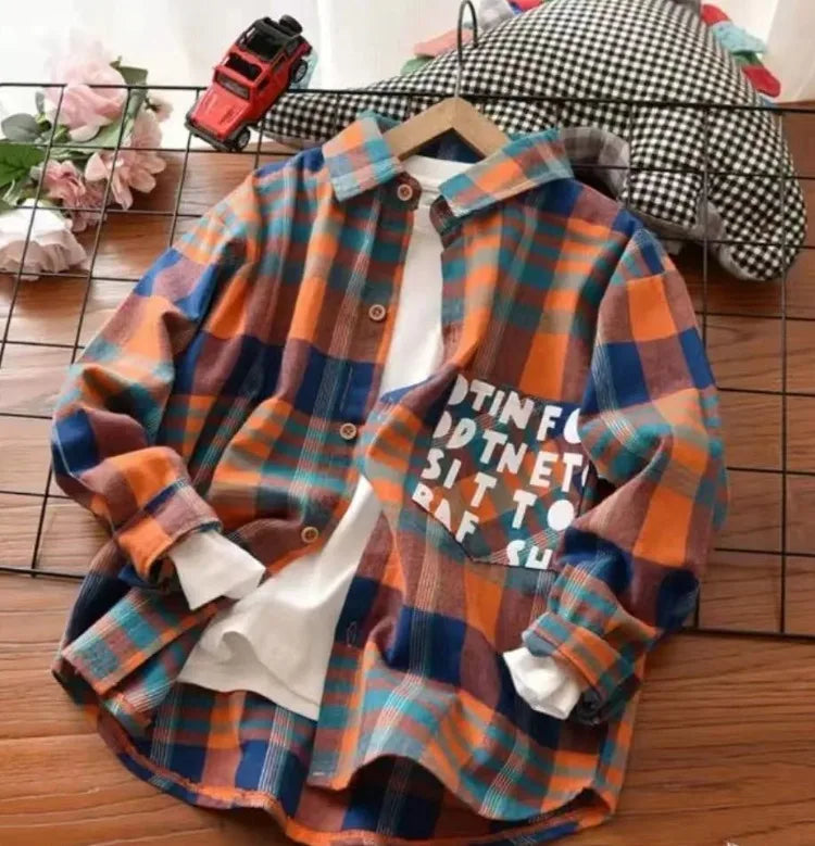 Boys' Long Sleeve Checkered Shirt for Toddler