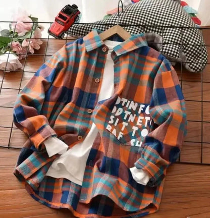 Boys' Long Sleeve Checkered Shirt for Toddler