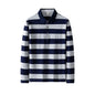 Men Polo Shirt Cotton Long Sleeve Stripe