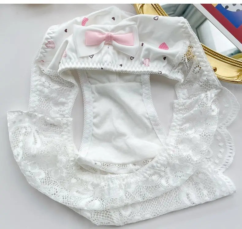 Men's Lace Bowtie Briefs Flower Emroid Sweet Panties