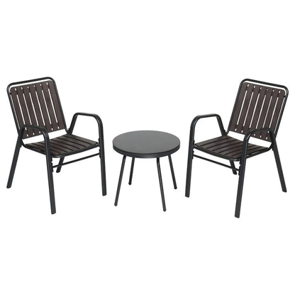 3-Piece Patio Bistro Table, with 2 Stackable Chairs