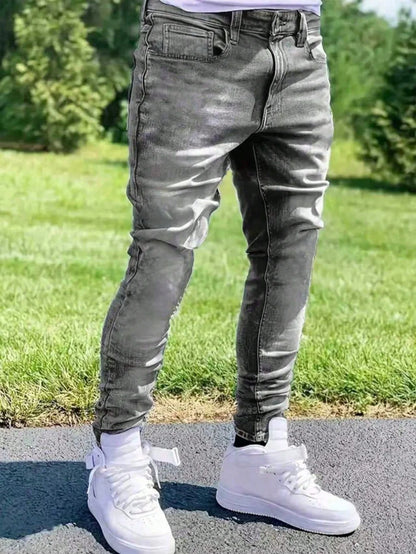 Man's Slim Jeans Retro Dating Style