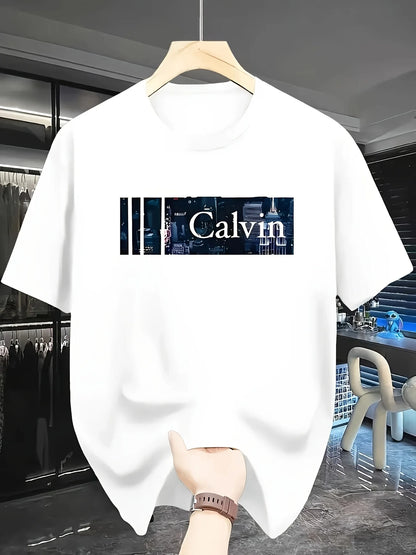 Men's Calvin Pattern Casual Round Neck T shirt