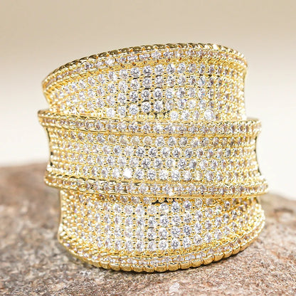 Full Bling Iced Out Wide Sparkling CZ