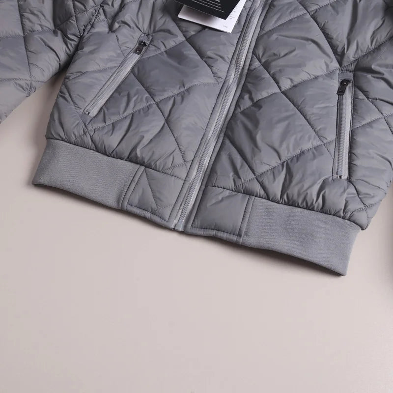 Men's Cotton Jacket with Quilted Diamond Pattern