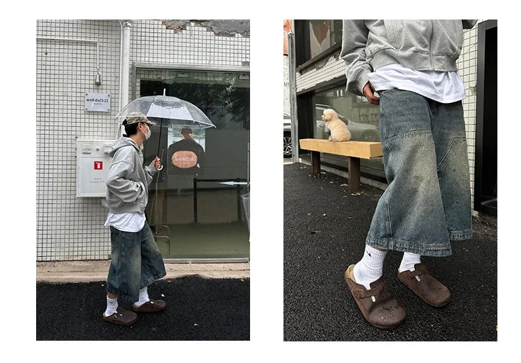 Men's Loose Straight Wide Leg Vintage Casual