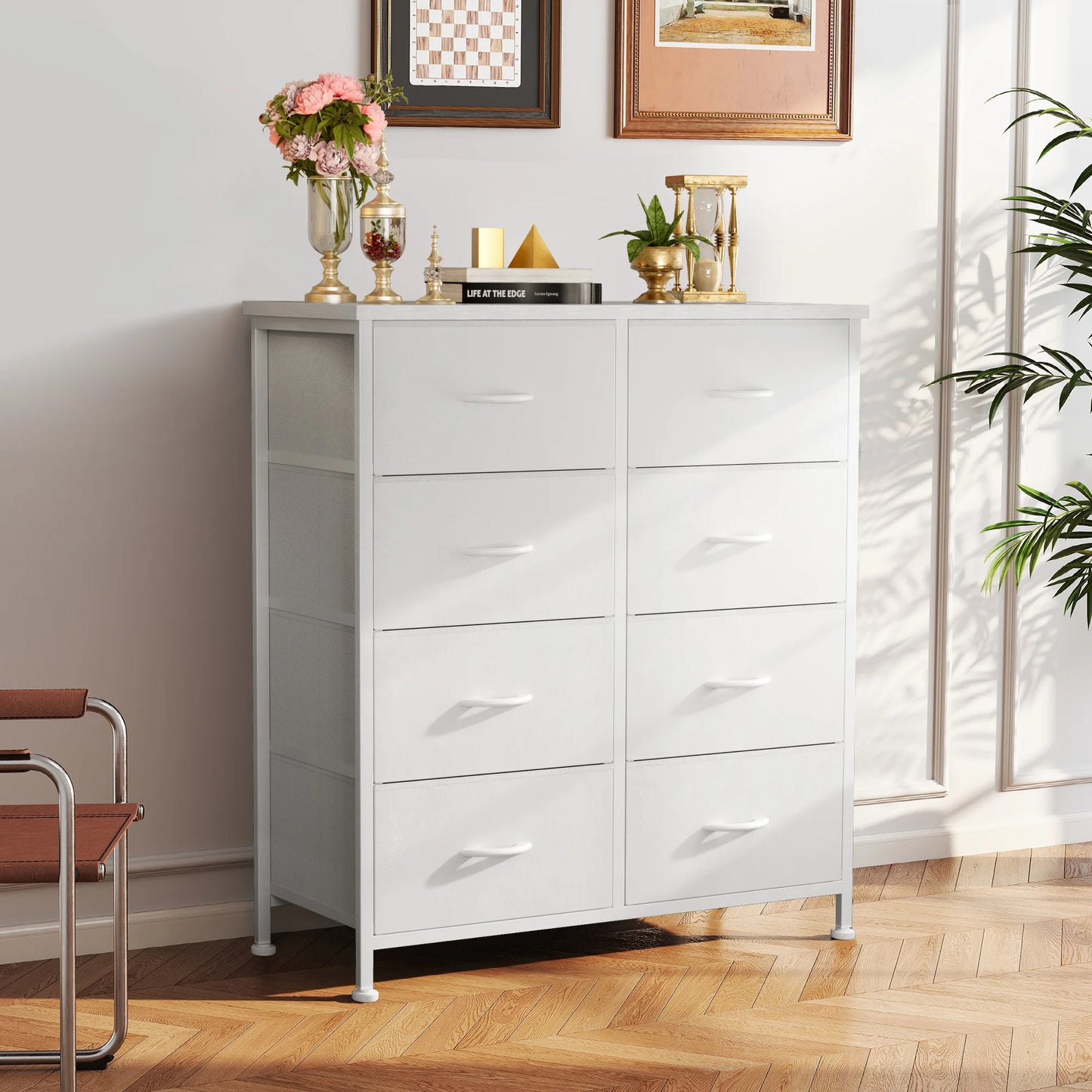 8 Fabric Drawers Storage Cabinet Steel Frame Assembly
