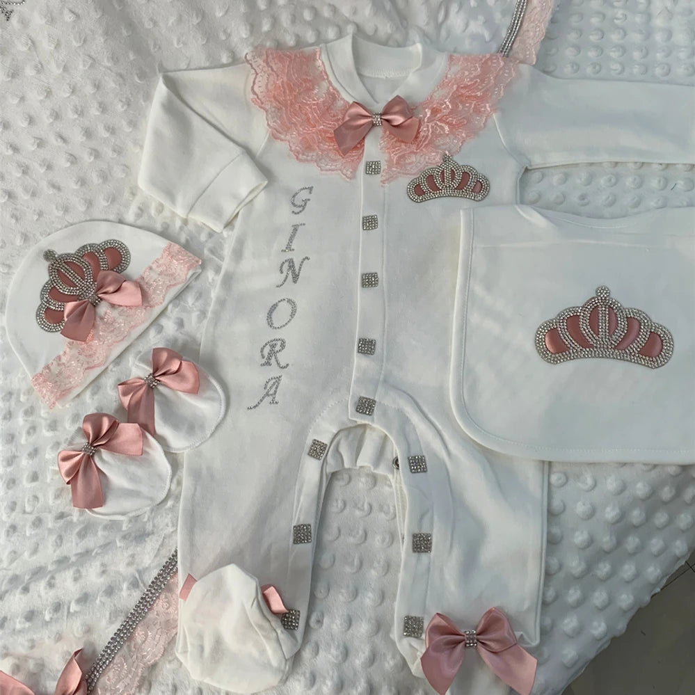 5 Pcs Girl/Boy Hospital Exit Newborn Bling Outfits