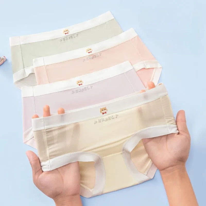 4PCS Girls Breathable Antibacterial Thin Briefs