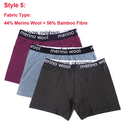 Mens Merino Wool Boxer Brief Breathable Fitness