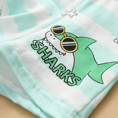 4PCS Boys Cute Cotton Breathable Comfort Underwear