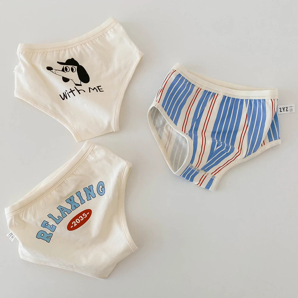 3PCS Young Girls/Boys Cute Cotton Briefs Boxers Underwear