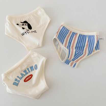 3PCS Young Girls/Boys Cute Cotton Briefs Boxers Underwear