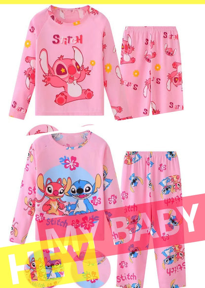 2 Pcs Boys/Girls Minnie Mickey Cartoon Longsleeved Pajamas