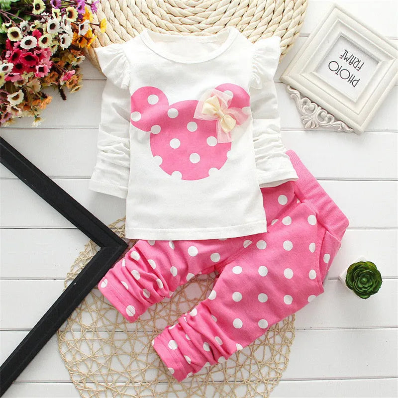 2 Piece Toddler Girl Cartoon Long Sleeved T-shirt+pants