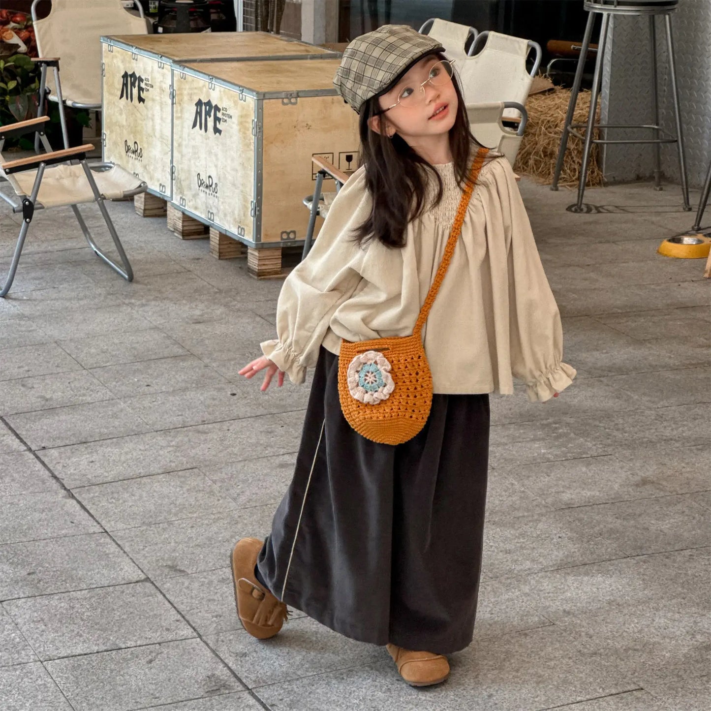 Bat Sleeve Baby Girl's Corduroy Shirt