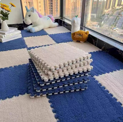 10Pcs Plush Puzzle Foam Floor Mat Carpet Playmat