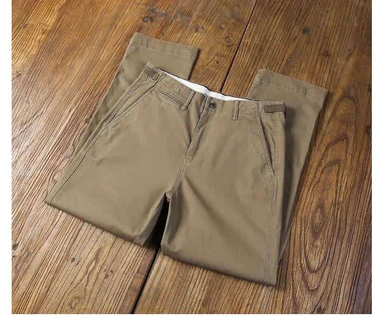 Casual Cotton Pants, Loose Straight Leg Workwear