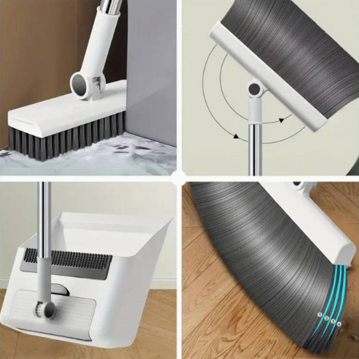 3 in 1 Broom and Dustpan Floor Brush Long-handled