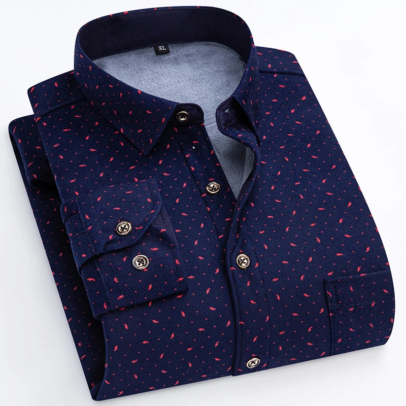 Flannel Plaid Casual Menswear Long Sleeve Fleece