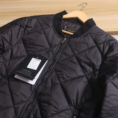 Men's Cotton Jacket with Quilted Diamond Pattern