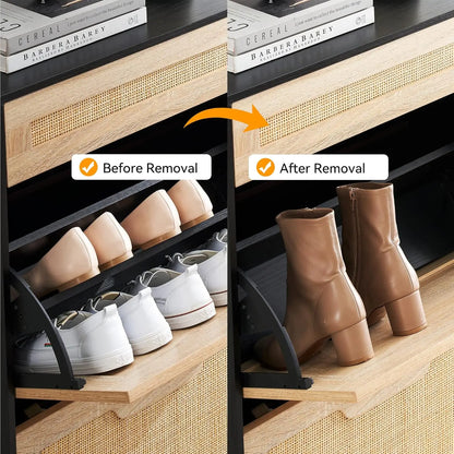Freestanding Shoe Rack Storage Cabinet With Metal Legs