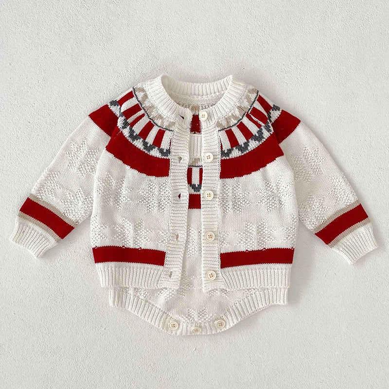 2 Pcs Baby Girls Long Sleeve Striped Cardigan Coat+ Shorts