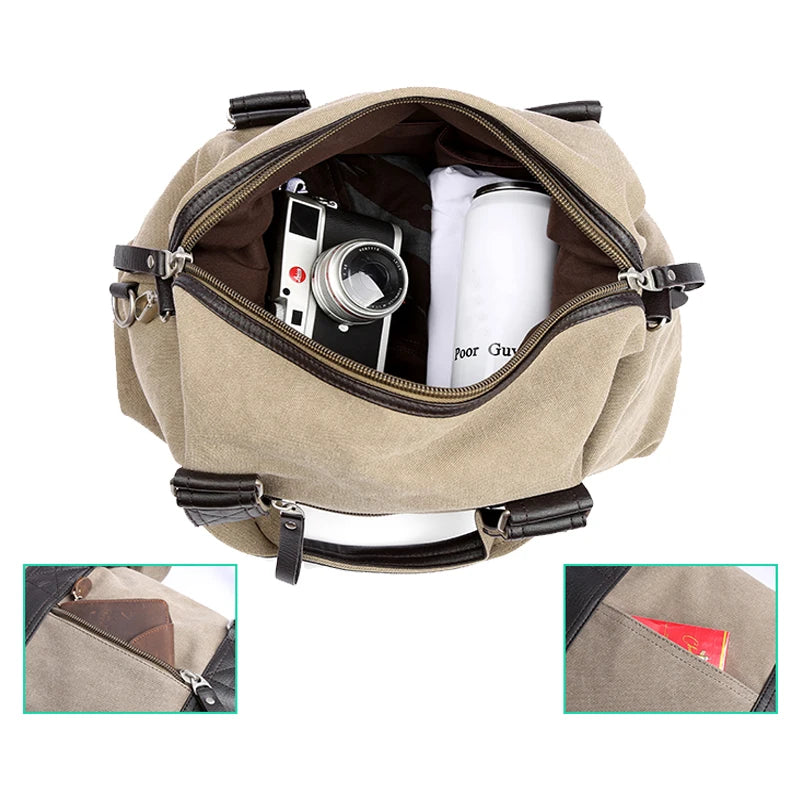Canvas Simple Travel Luggage Handbags Large-capacity