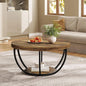 32" Circle Coffee Table for Living Room, 2-Tier