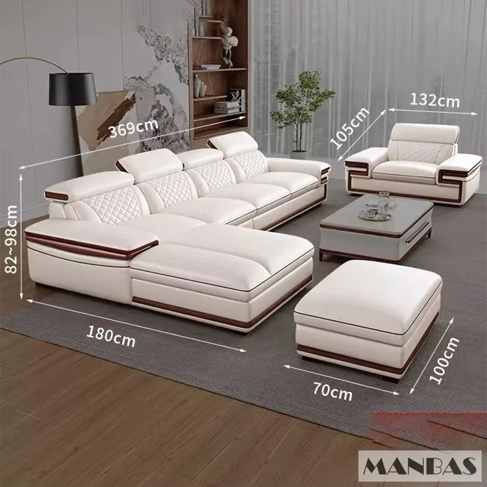Genuine Leather Sofa Set for Living Room