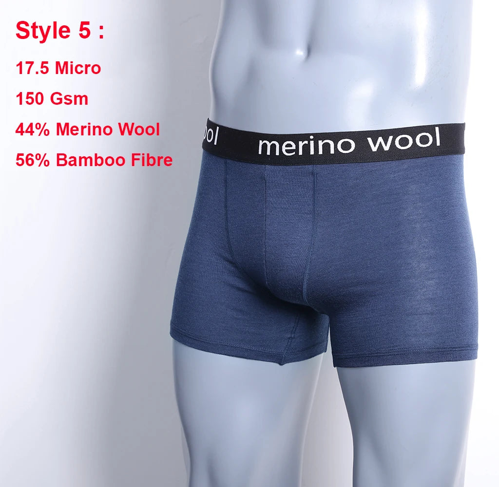 Mens Merino Wool Boxer Brief Breathable Fitness