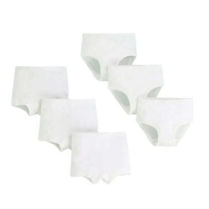 6Pcs Girls/Boys Underwear White Cotton Teen Briefs