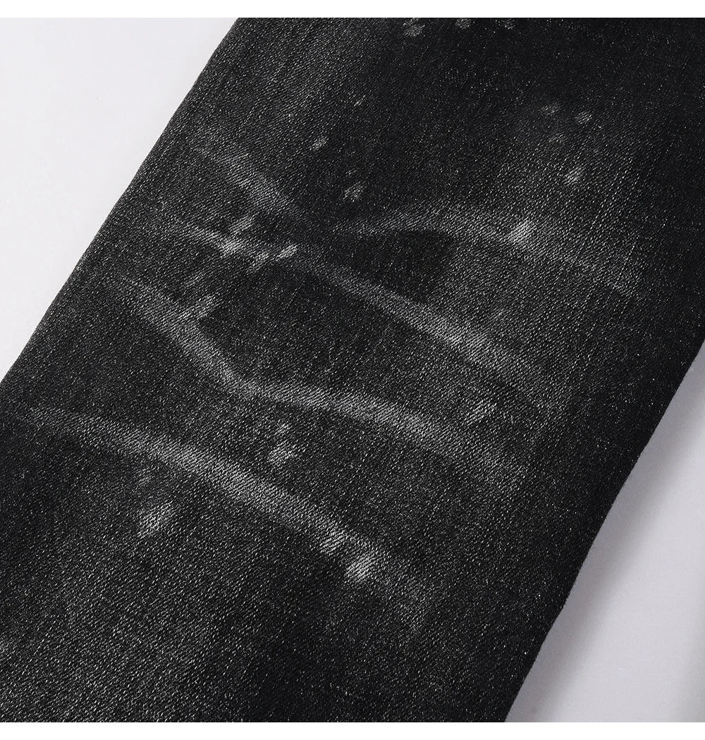Men Ripped Distressed Black Slim Tapered Jeans
