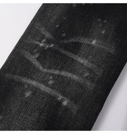 Men Ripped Distressed Black Slim Tapered Jeans