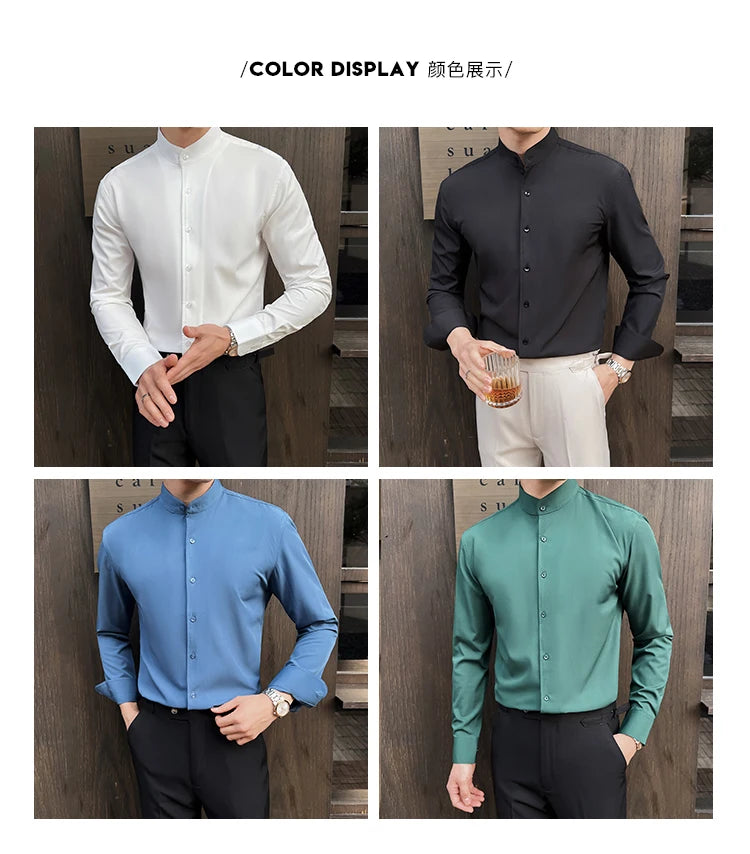 High End Stand Up Collar Men's Long Sleeve